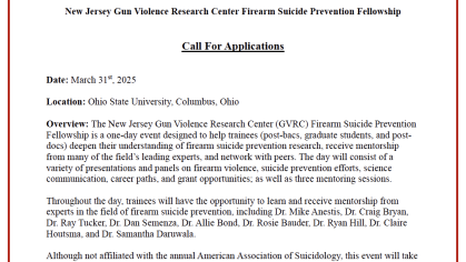 Call to Application - Firearm Suicide Prevention Fellowship training session